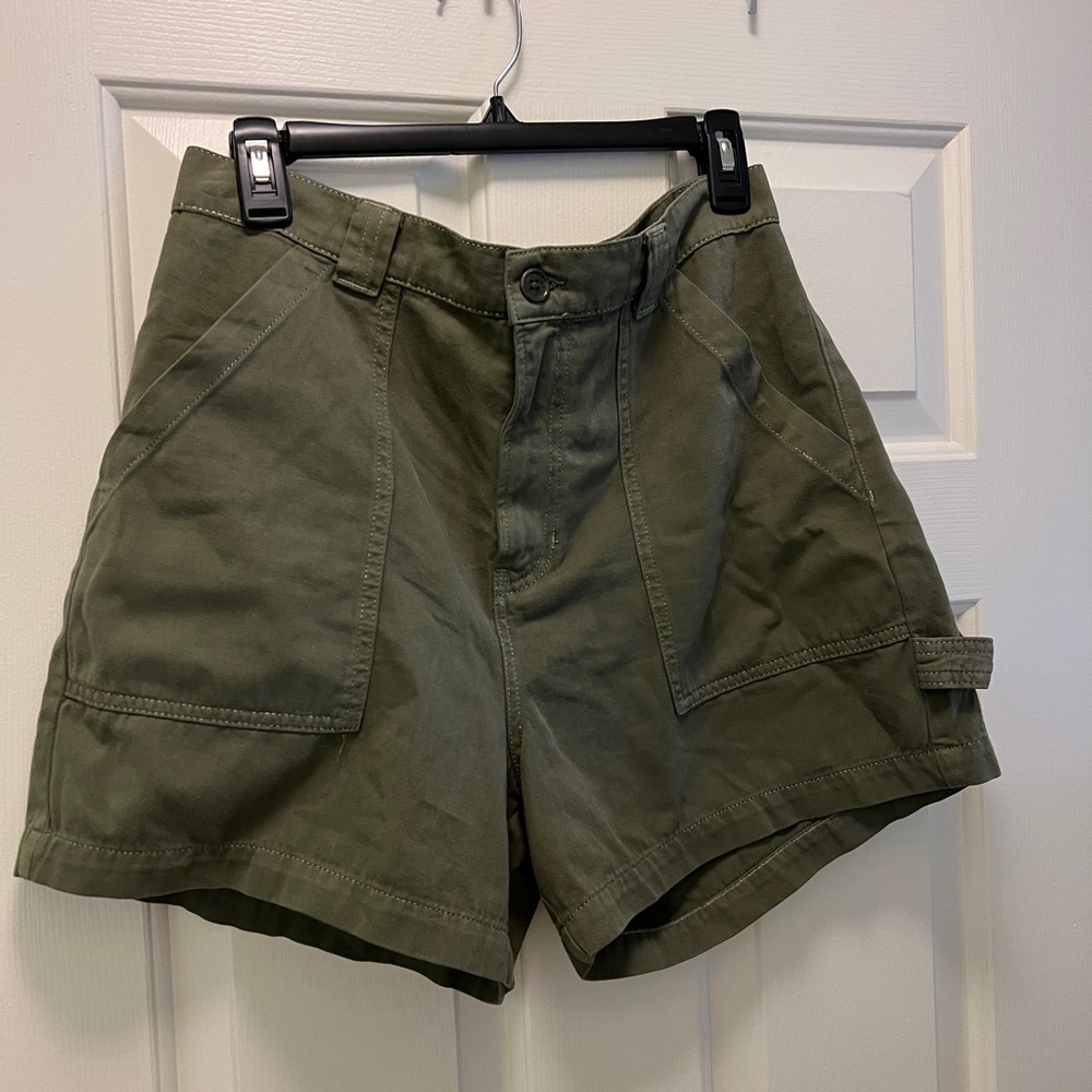 Reformation High Waist Shorts in Olive Green